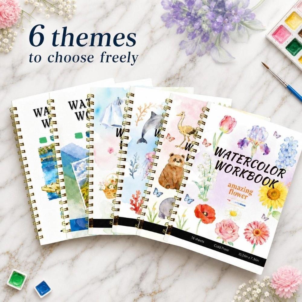 Flower Scenery Animal Watercolor Painting Book Spiral-Bound Coloring Sketchbook Painting