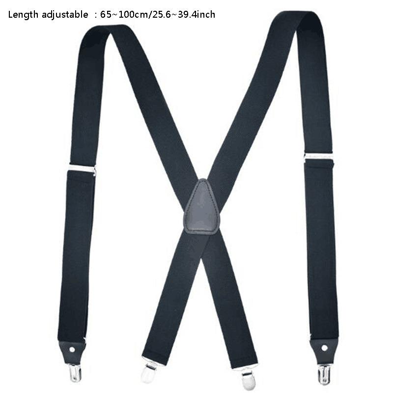 Wide Men Suspenders High Elastic Adjustable 4 Strong Clips Suspender Heavy Duty X Back Trousers Braces
