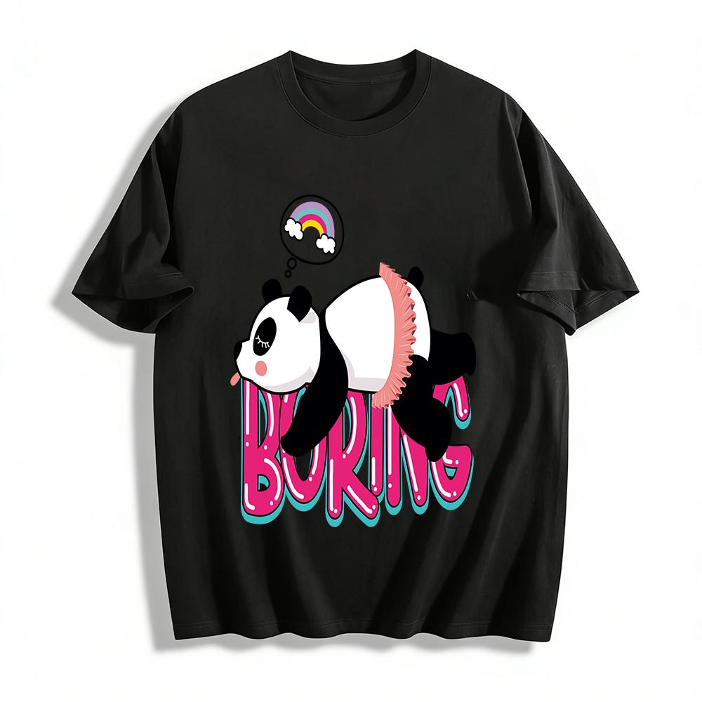 Сонная панда, мечтающая о радуге, Графический принт, Топ, Футболка из чистого хлопка XXS