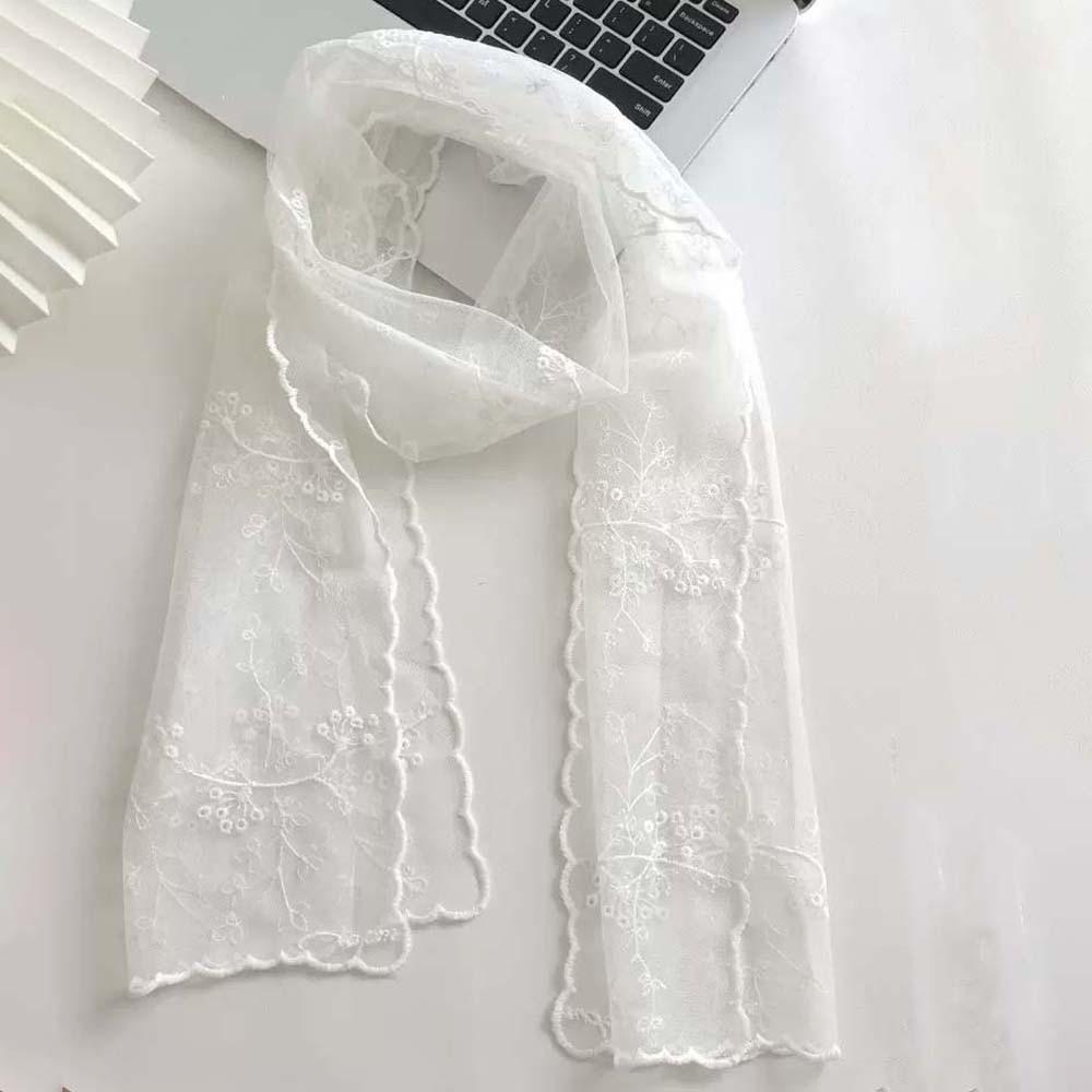 Polyester Embroidered Flower Shawl Silk Long Hijab Scarf Sweet Spring Silk Scarf Girls