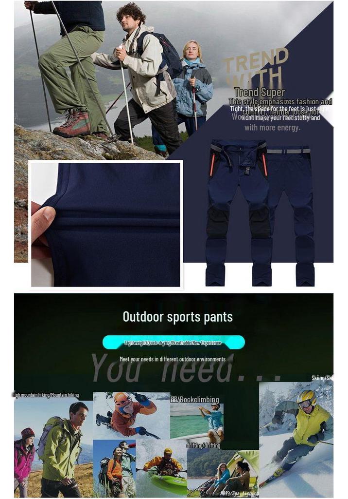 Men's Quick-Dry Elastic Hiking Pants - Breathable, Lightweight Outdoor Trousers for Summer Adventures