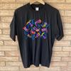 Guatemalart Guatemala Rainbow Embroidered Cowboy Wester Boots Black T-shirt Sz L
