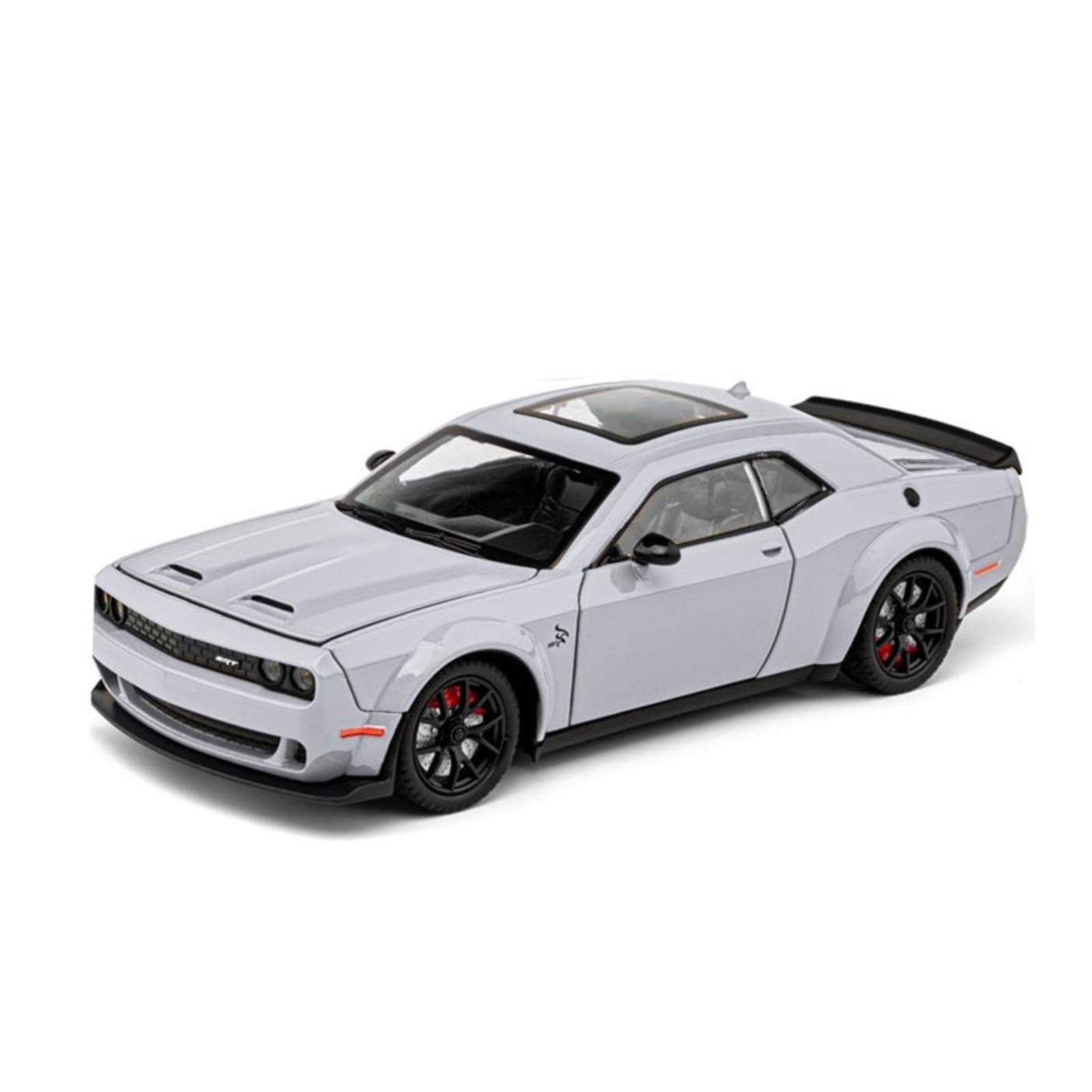 

1/24 Dodge Challenger Hellcat Redeye Alloy Car Model Sound and Light Children Toy Birthday Gift Miniature Voiture сірий