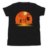 Ghost and Witch Playing Volleyball Halloween Costume Sunset Youth T-Shirt