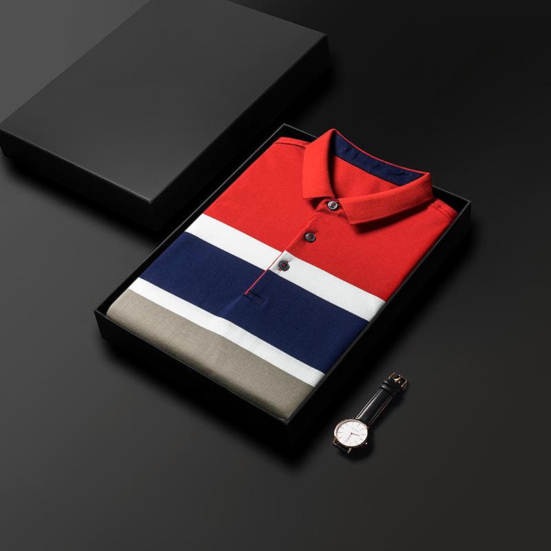Long Sleeve Men's T-shirt Spring and Autumn New Middle-aged and Young Lapel Slim Cotton Base Shirt Men's Polo Shirt