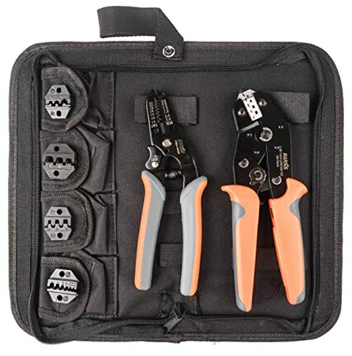 IWISS SN Series Interchangeable Die Multi-Crimping Tool Set for Open Barrel Terminals, Bare Terminals, Insulated Terminals, and Pin Terminals KIT-SN-2