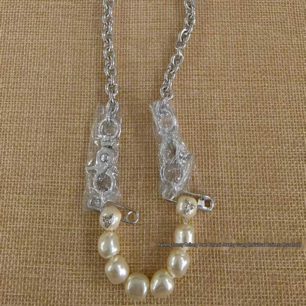 Empress Dowager Cixi Baroque Pearl Necklace & Bracelet Set - Vintage Punk Cuban Chain