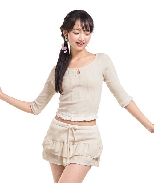 Poeoling Blossom Back-Ribbon Top (Ivory)