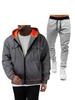 Men's 220g Pullover Hoodie Sweatshirt with Double Pockets and Zip-Up Cardigan Sports Casual Set
