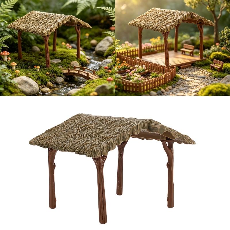 Miniature Tree House Ornament Plastic Tabletop Display Piece for Landscape Dioramas Shelf Styling and Scene Decors