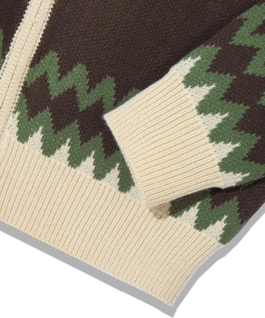 TRILLION Washable Nordic Jacquard 2-Way Hooded Zip-Up Knit [Beige]