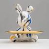 2025 New Graffiti Creativity Rabbit Figurine Bunny Ornament Home Decoration Animal Statue Storage Shelf Modern Room Sculpture