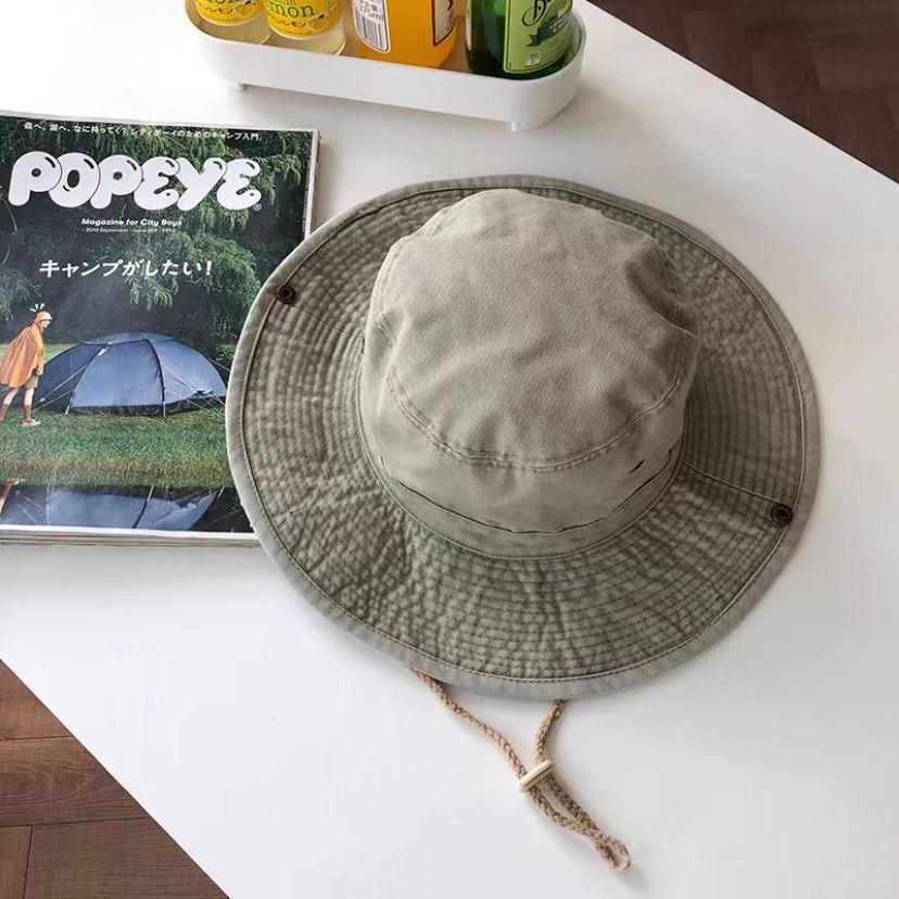 

Однотонная ковбойская шляпа женская уличная большая с карнизом солнцезащитная шляпа-ведро из старого стираного хлопка альпинистская рыболовная шляпа от солнца для мужчин M（56-58cm） хаки