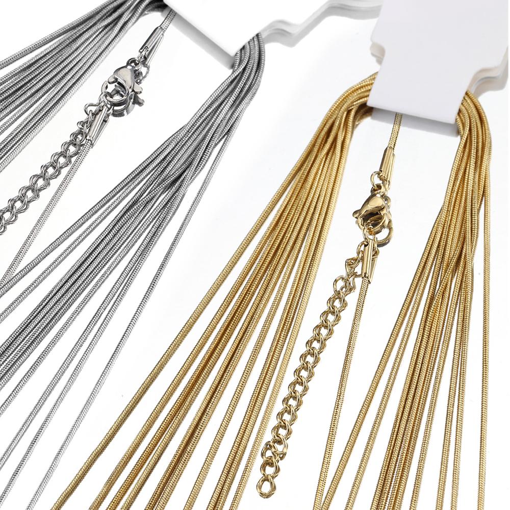 10pcs 5pcs Stainless Steel Snake Chain Necklace Chains for DIY Jewelry Making Findings Pendants Chain Lobster Clasps