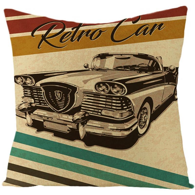 Kissenbezug im Retro-amerikanischen Stil Polyester Bedrucktes Kissen Heim Wohnzimmer Sofa Bedrucktes Kissen