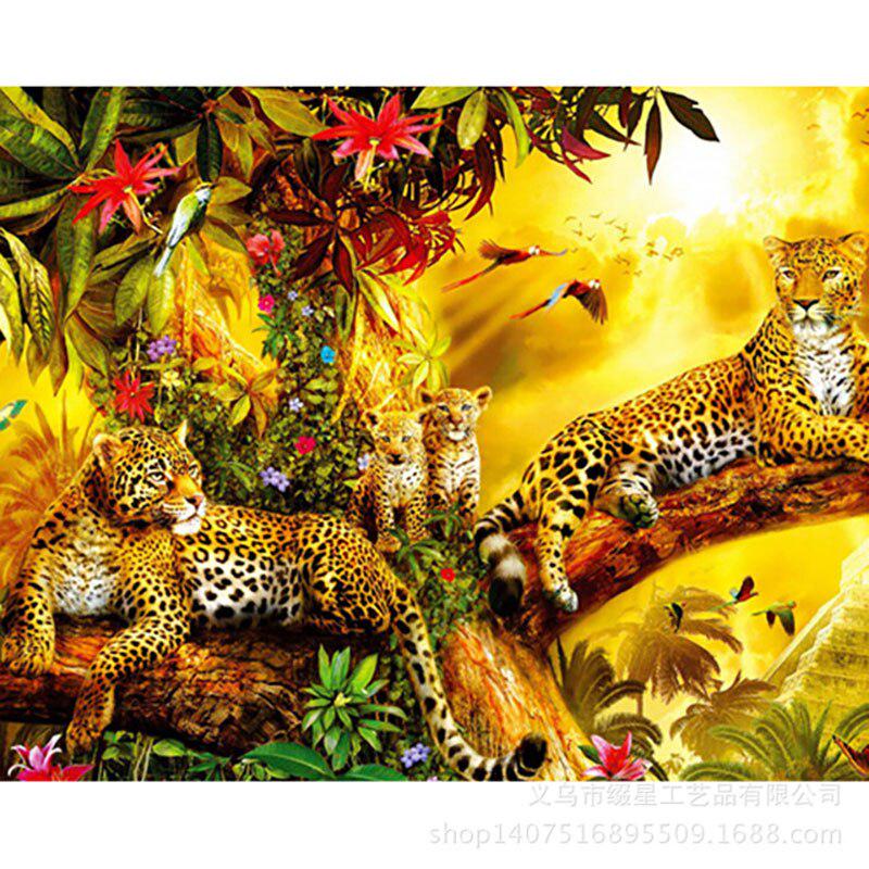 Full Drill Round 5D DIY Diamond Painting Leopard Diamond Embroidery Cross Stitch