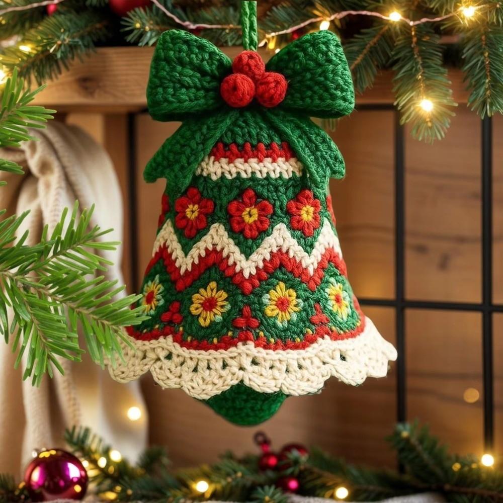 DIY Crochet Christmas Tree Kit Festival Handmade Christmas Bell Ornament Crochet Knitting Material Kit