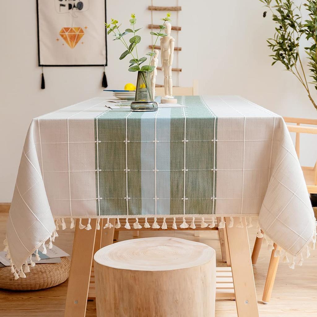 Party Extended Table Cloth Art Walmart Restaurant Plaid Cotton And Linen Tassel Simple Modern Color Matching Tablecloth Cover