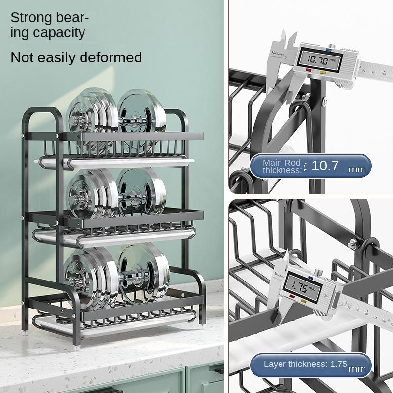 2 Tiers Dish Drainer Stainless Kitchen Dish  Storage Shelf Plate Knife Sink Drying Organizer and Storage Kitchen Accessories