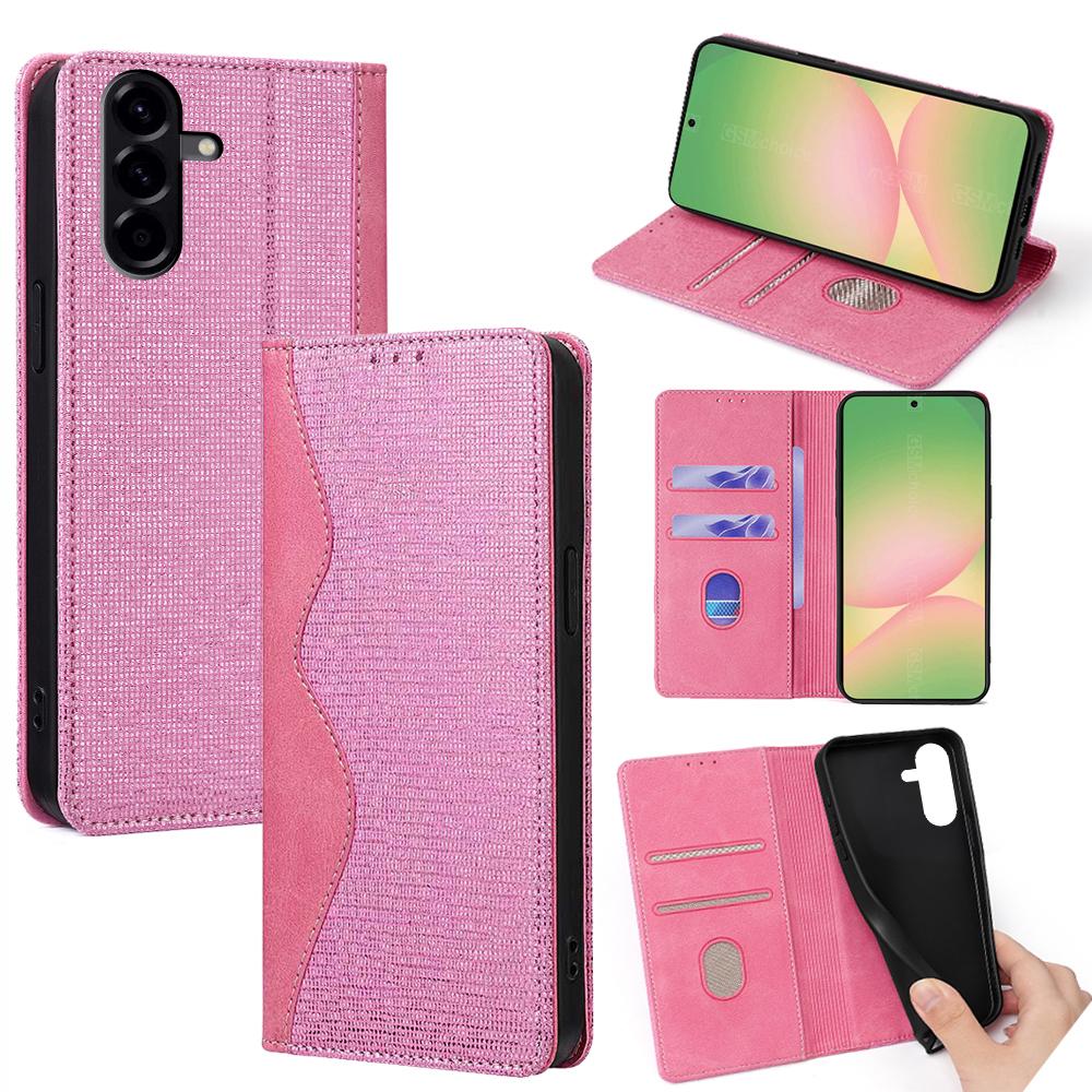 

Для Samsung Galaxy A56 5G Чохол-гаманець Хвиляста форма Блокування RFID Шкіра PU Підставка Чохол для телефону Pink