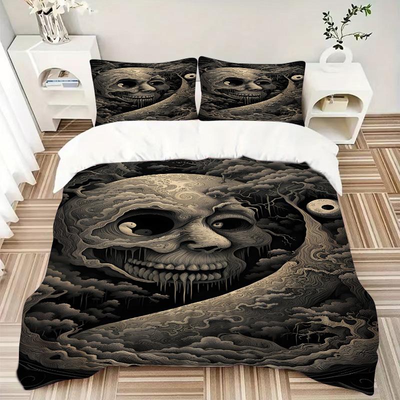 3pcs Bedding Set Skull Forest Includes 1 Comforter + 2 Pillowcases, Without Pillow Inserts, Soft Comfortable, Lightweight Breathable124