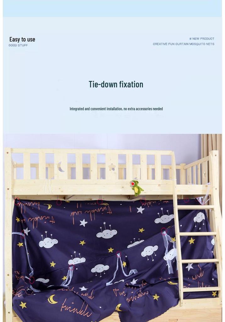 Cortina Integrada para Cama em Beliche Trapezoidal: Rede Mosquiteira e Anti-Poeira para Camas de Dormitório de Mãe e Filho