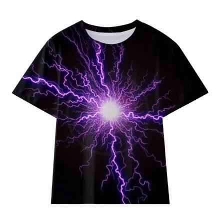 Source manufacturer, new children's clothing, lightning series children's short-sleeved T-shirt 3D printed short-sleeved T-shirt short-sleeved