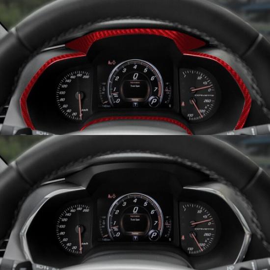 Red Carbon Fiber Car Front Dashboard Edge Cover For Chevrolet Corvette C7 14-19