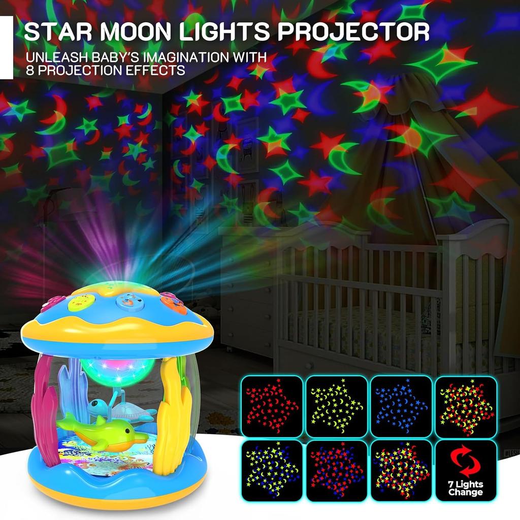 Baby Toys 6 to 12 Months - Musical Projector Rotating Light Up Toys, Tummy Time for Infant 12-18 Months, Learning Toy for Toddler 1 2 3 Years Old,