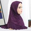 Chapéu Hijab de Renda Feminino Yousheng Cor Sólida Respirável Chapéu Turbante Lenço Longo de Chiffon Head Wrap Elástico