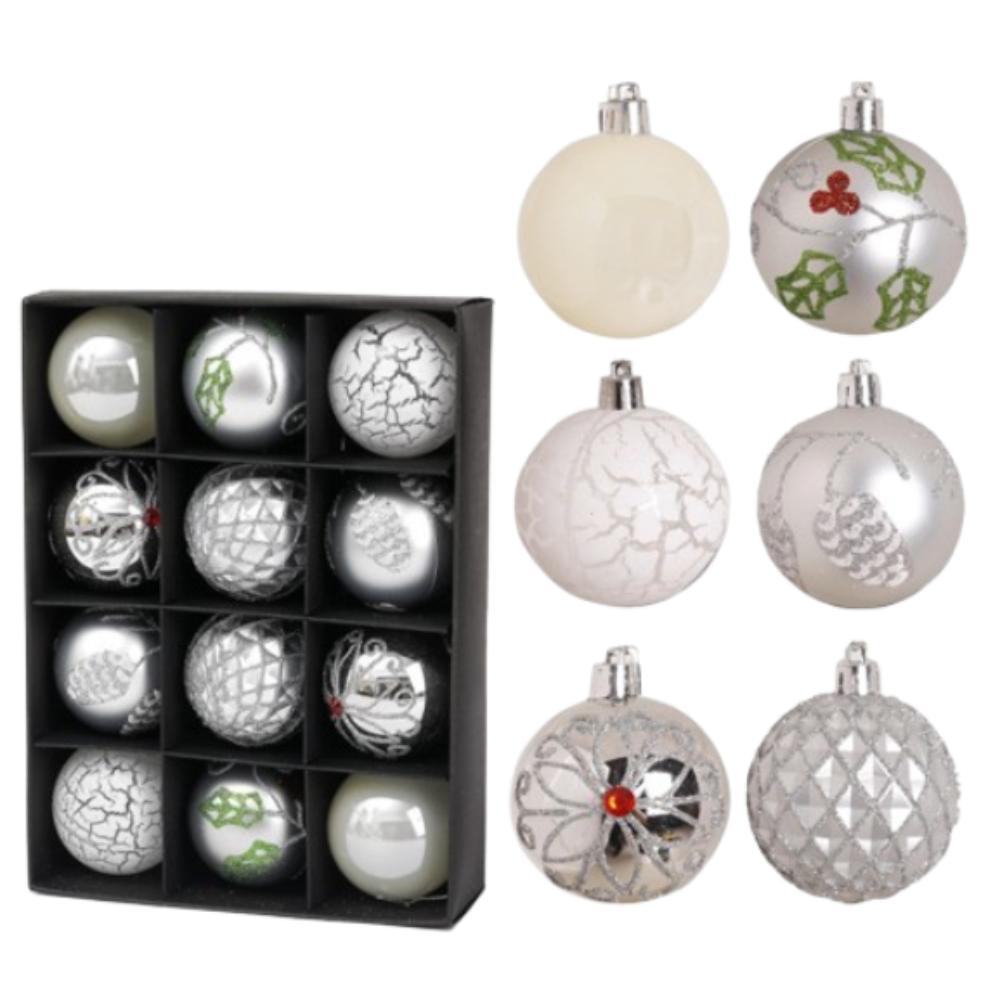 12pcs Shatterproof Painted Christmas Balls Pendant  Home New Year Festival Gift