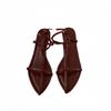 New pointed open-toed one-word buckle sandals women's hollow simple sexy cross strap beach shoes