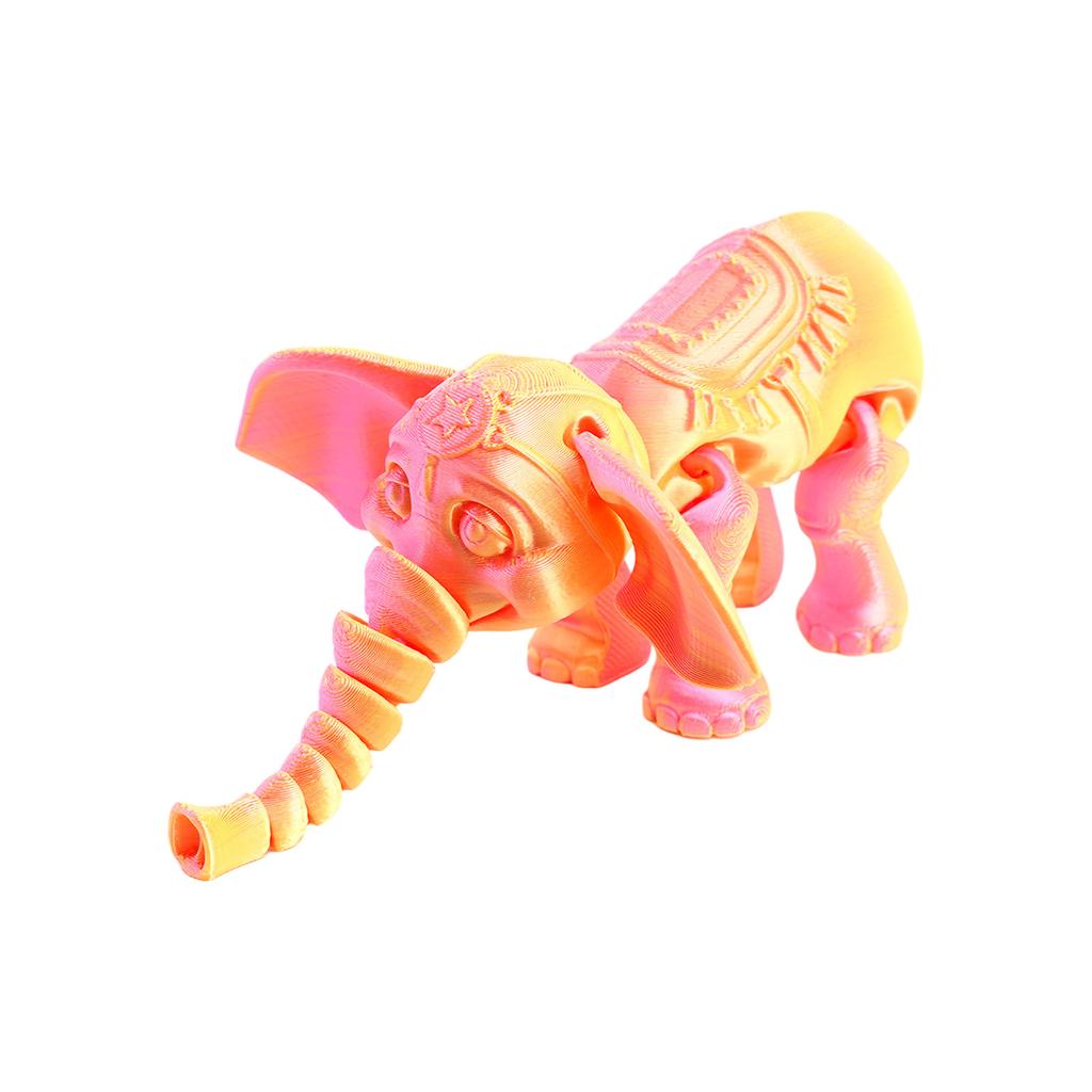 14.5cm Random Gradient 3D Printed Elephant Statue DIY Craft Animal Figurine with Movable Joint Elephant Ornament Tabletop Decor