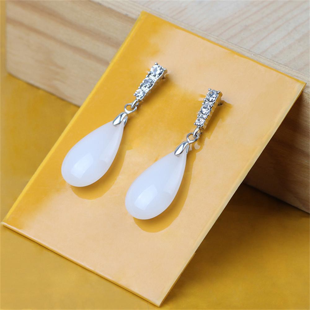 Orecchini a lobo Goccia d'Acqua in Giada Bianca e Verde Naturale per Donna Orecchini Pendenti Trendy in Pietra di Giada Gioielli Vintage per Feste Sposa Regalo