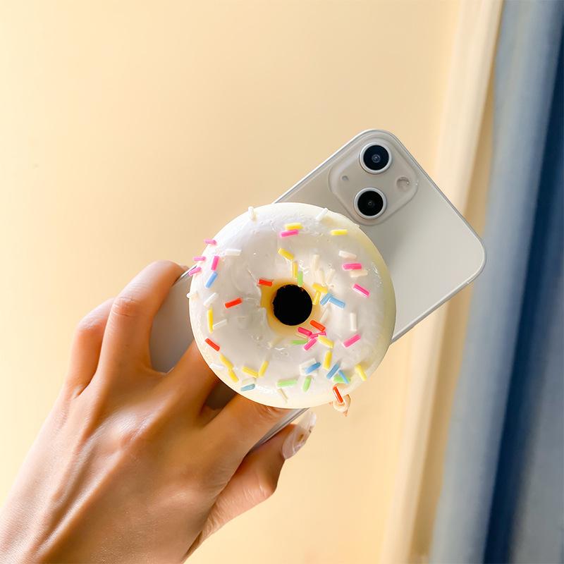 Mobile Phone Airbag Bracket Simulation Three-Dimensional Donut Back Paste Simple Niche Desktop Support Frame Paste Type Retractable