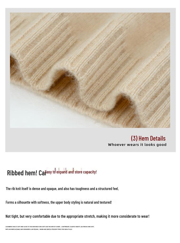 Women's Autumn-Winter Cashmere Jacquard Sweater - Half-High Neck, Loose, Slimming Knit Top