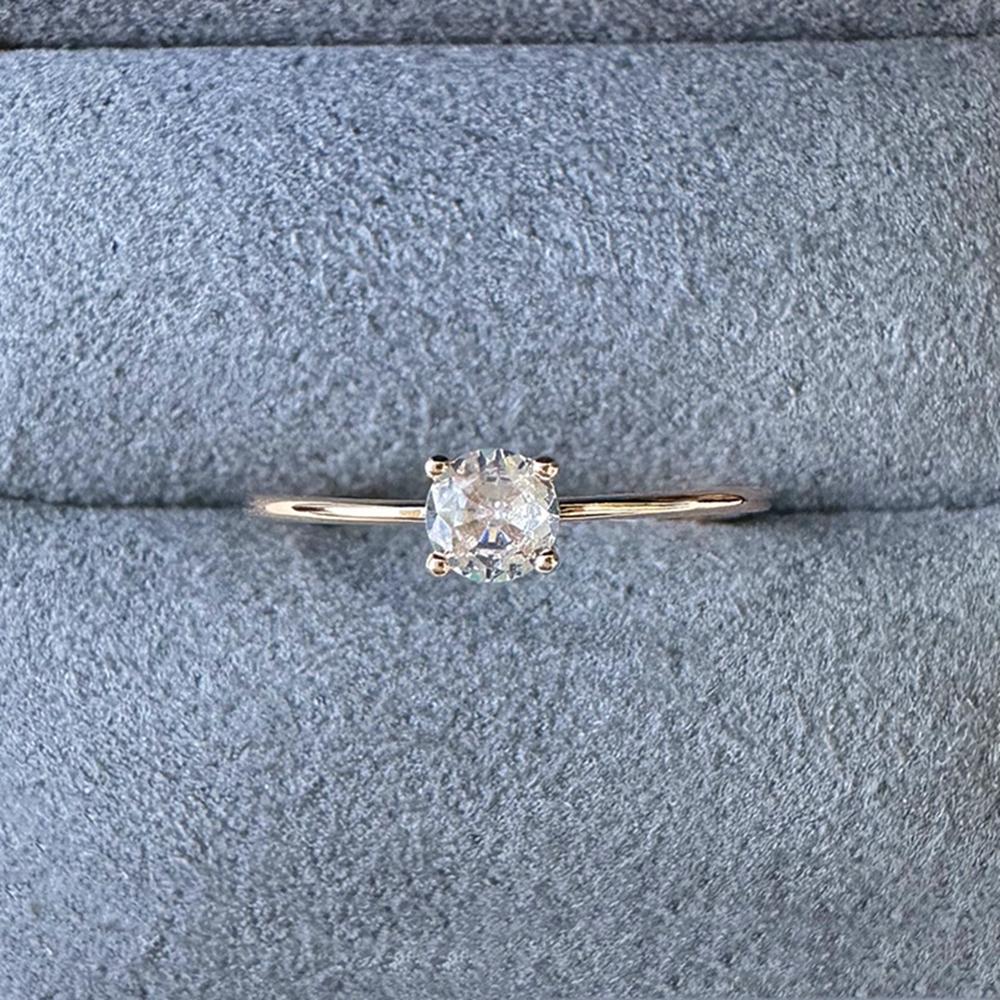 Vinregem 925 Sterling Silver 3EX VVS1 D Color Round Cut 4 MM 0.25CT Real Moissanite Diamonds Women Ring Wedding Party Fine Jewelry Gifts