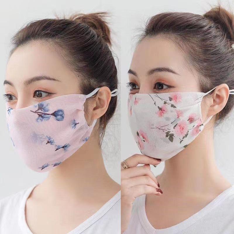 Máscara de Chiffon Respirável com Proteção UV Estilo Coreano - Lavável e Ajustável