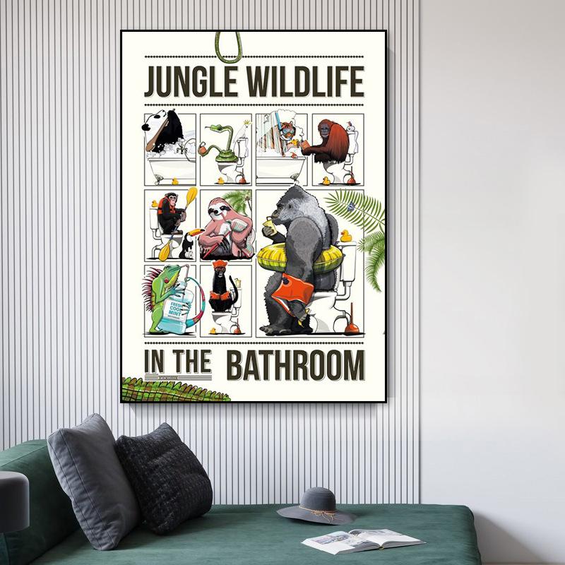 Plakaty i wydruki ze zwierzętami w stylu nordyckim do łazienki Obrazy na płótnie w stylu retro Obrazy ścienne do salonu Dekoracja domu