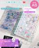GOKEI Sticker Book A6 Clear Binder x Refills x Sticker Card Clear Mini Sticker Transparent PP Collage Star Turquoise Blue [Binder 1, 20] Notebook,