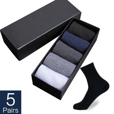 5 Paar Herren Business Baumwolle Mittelrohr Socken Schwarz Weiß Socken Männlich Atmungsaktiv Vier Jahreszeiten Übergröße