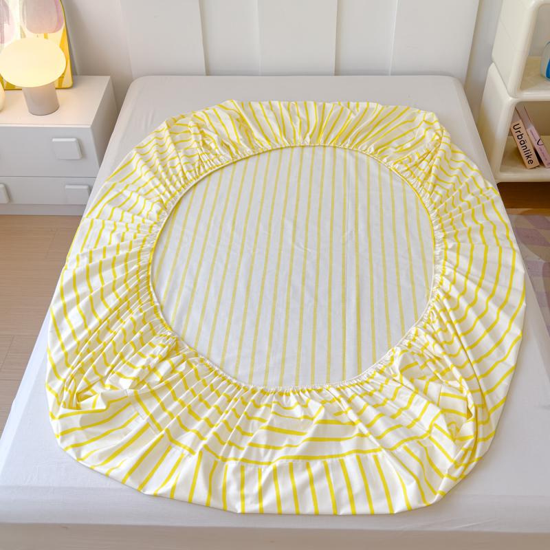 Stripe Style Fitted Sheet Pure Cotton Bed Cover Home Bedsheets Adults Kids Mattress Protector sabanas para cama (No Pillowcase)