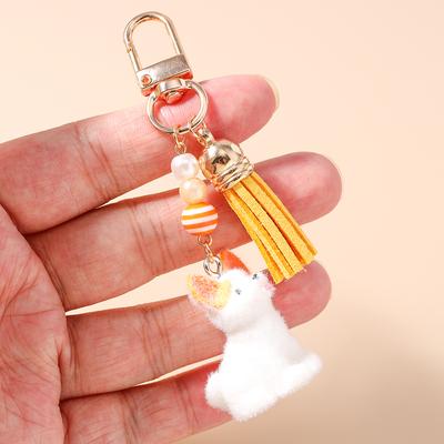 Cute Puppy Dog Keychain 3D Animal Key Ring Pendants for Women Girls Handbag Decor DIY Kid's Jewelry Gift