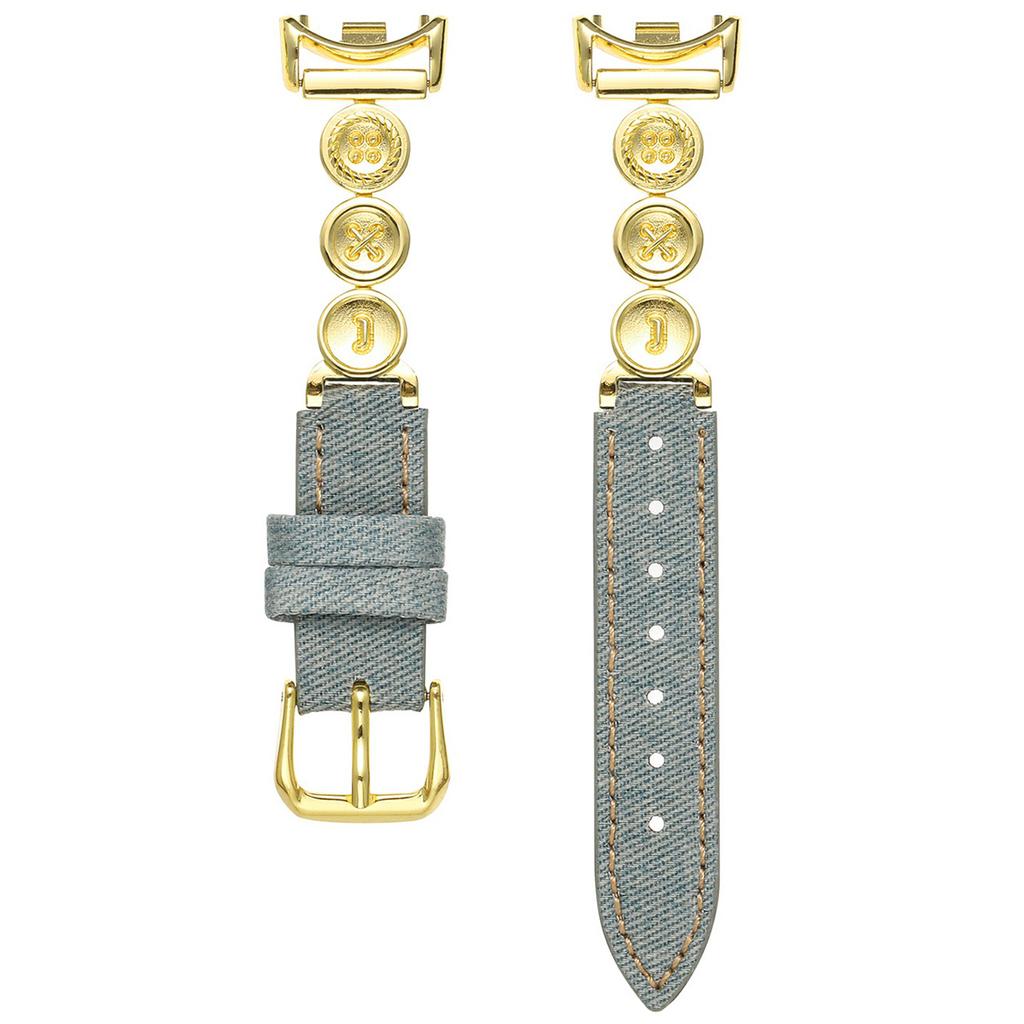 For Xiaomi Smart Band 9/9 NFC/8/8 NFC Denim Watch Band Metal Button Replacement Strap