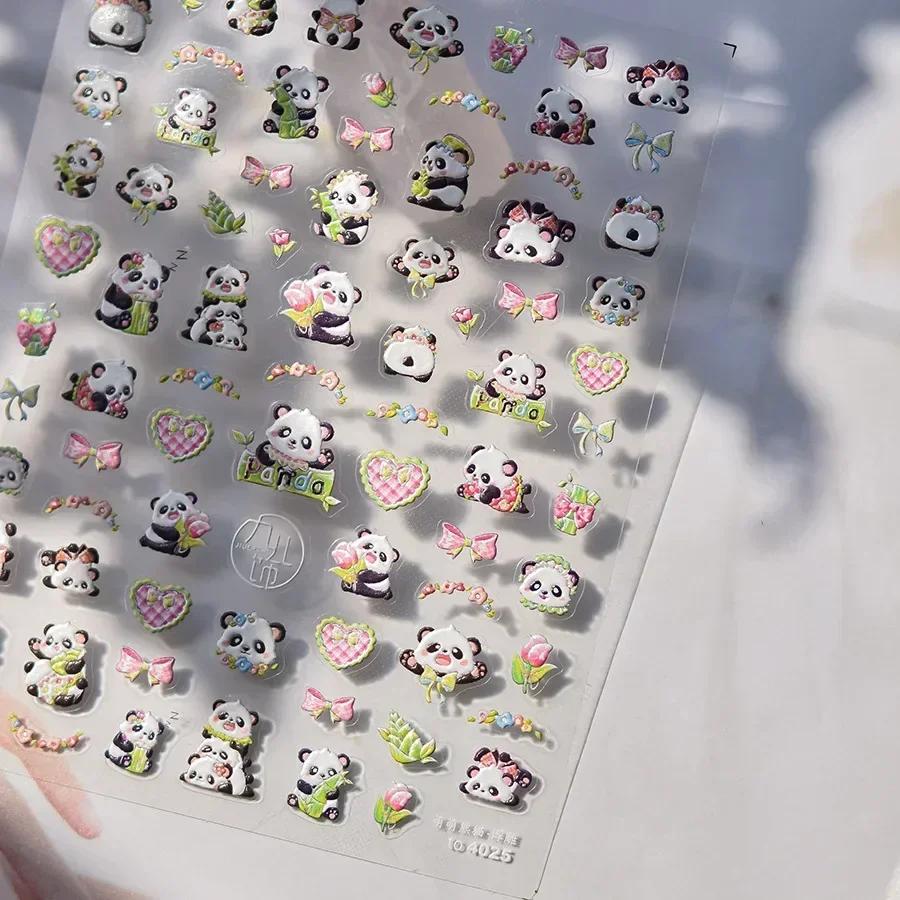 5D Pudding Jelly Dessert Fruit Cherry Pink Claw Print Bowknot Tie Knot Love Heart Stars Nail Art Sticker Adhesive Manicure Decal