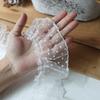 Elegant Pleated Lace Trim Black/White Polka Dot Mesh Ribbon Lace Fabric Ribbon  Cuffs