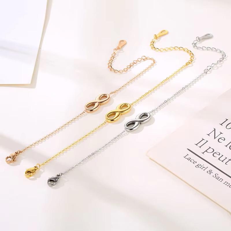 Custom PVD 18K Gold Plated Stainless Steel Chain Link Infinity Love Sign 8 Bracelet for Women Girls