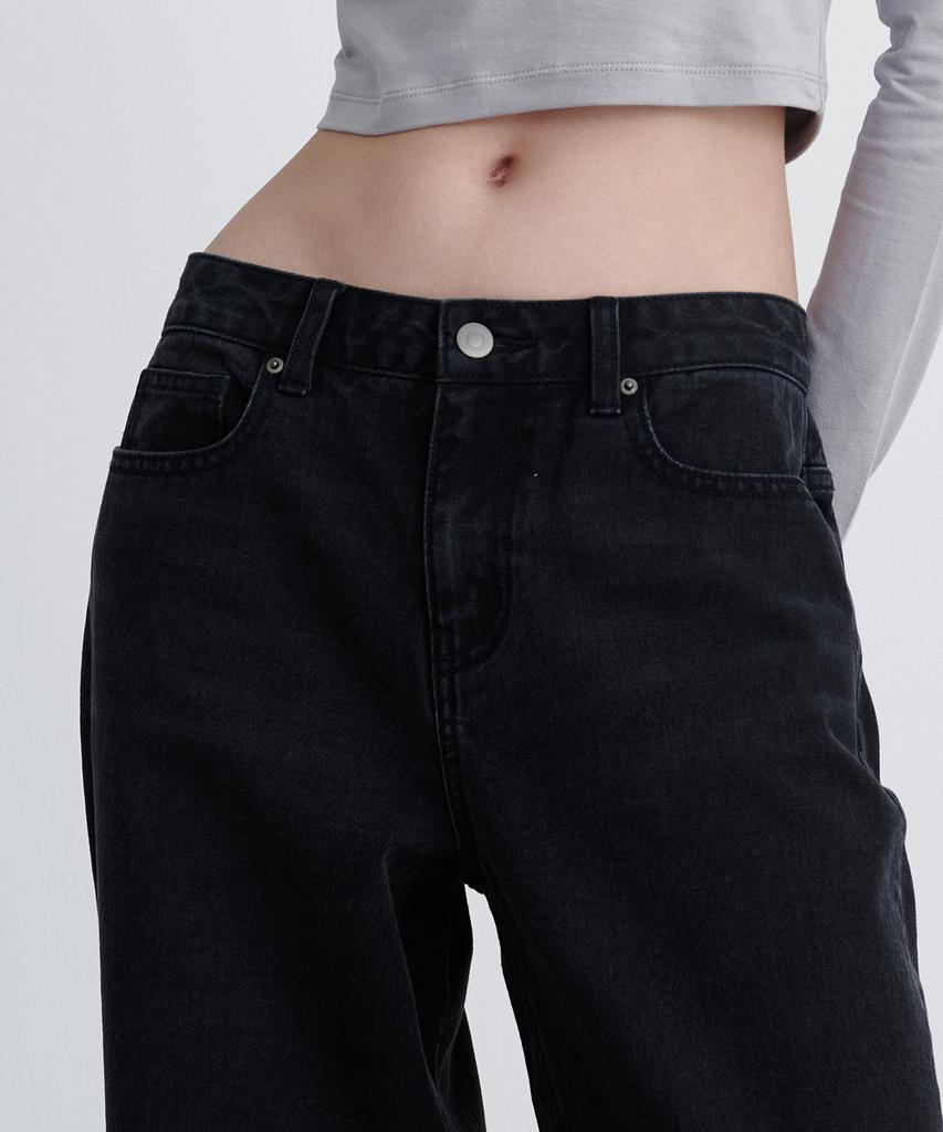 MUSINSA STANDARD WOMAN Women'S Low-Rise Wide Denim Pants [Washed Black]