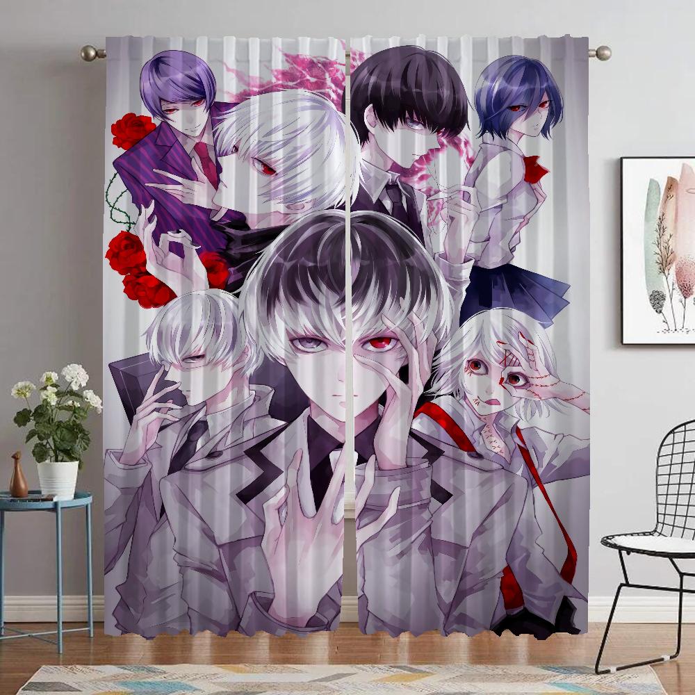 Tokyo Ghoul Elegant Room Curtains 2 Pieces Curtains for Bedroom Window Curtain Partition Halloween Decoration Shades Living Home
