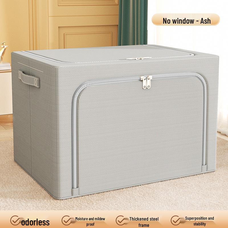 Steel Frame Waterproof Clothes Storage Box - Large Transparent Moisture-Proof Organizer for Quilts